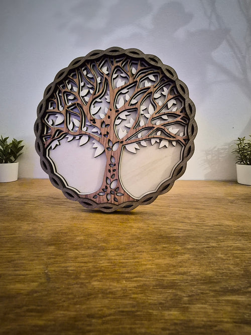 Tableau en contreplaqué pour visualiser les commandes annuelles, arbre ajouré décoratif