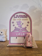 Compteur de livres Liseur "ENCHANTE" - Décoration bois artisanale faite main - Canca Créations