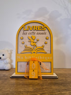 Compteur de livres Liseur "ENCHANTE" - Décoration bois artisanale faite main - Canca Créations