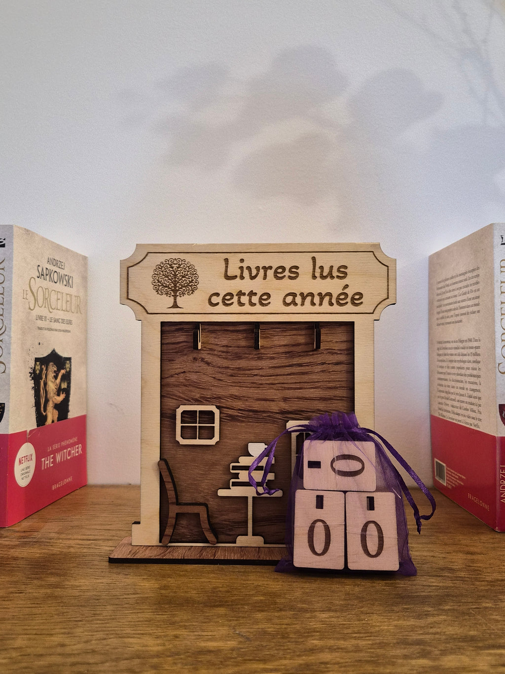 Compteur de livres "DEVOREUR" - Décoration bois artisanale faite main - Canca Créations