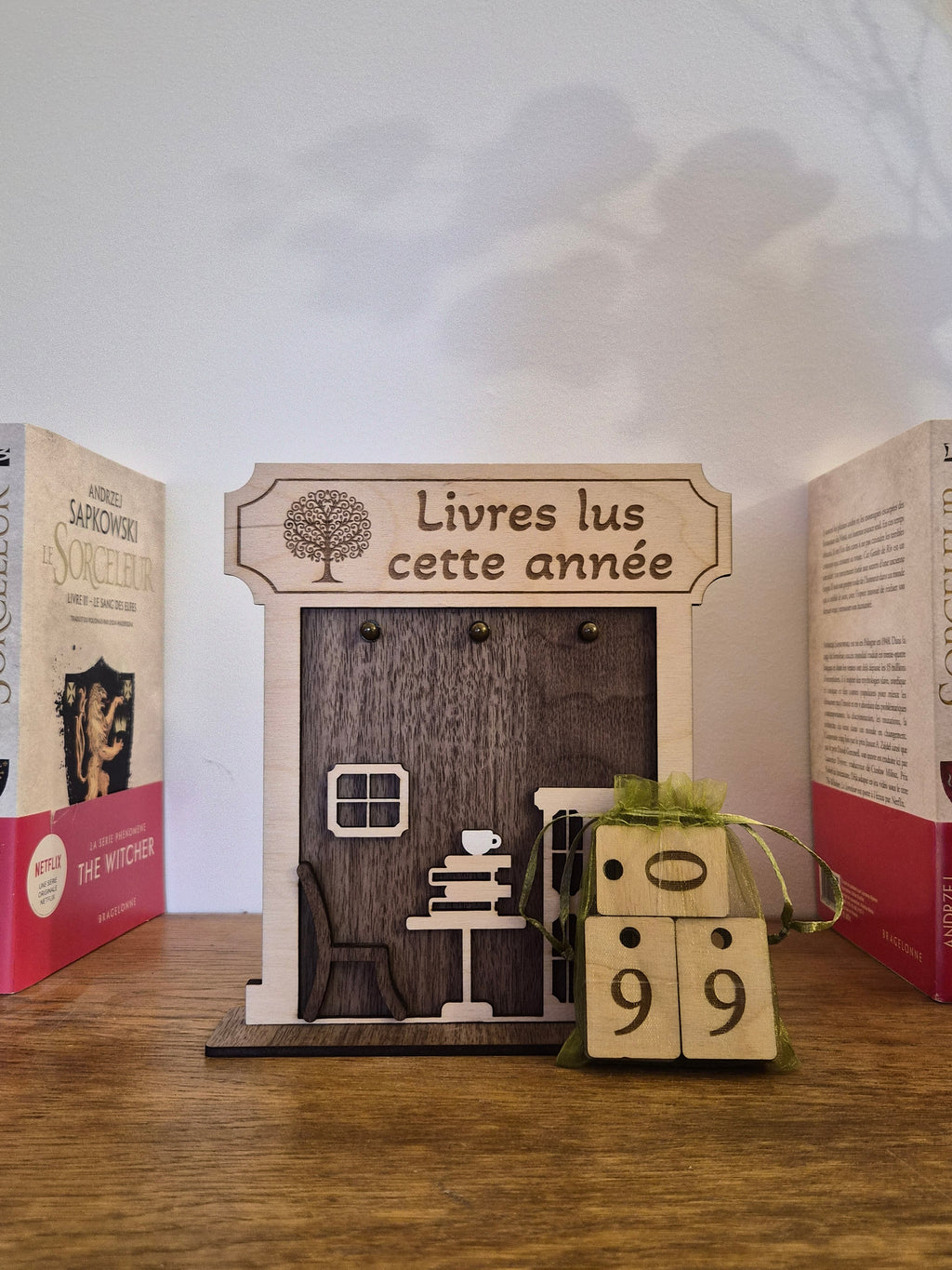 Compteur de livres "DEVOREUR" - Décoration bois artisanale faite main - Canca Créations
