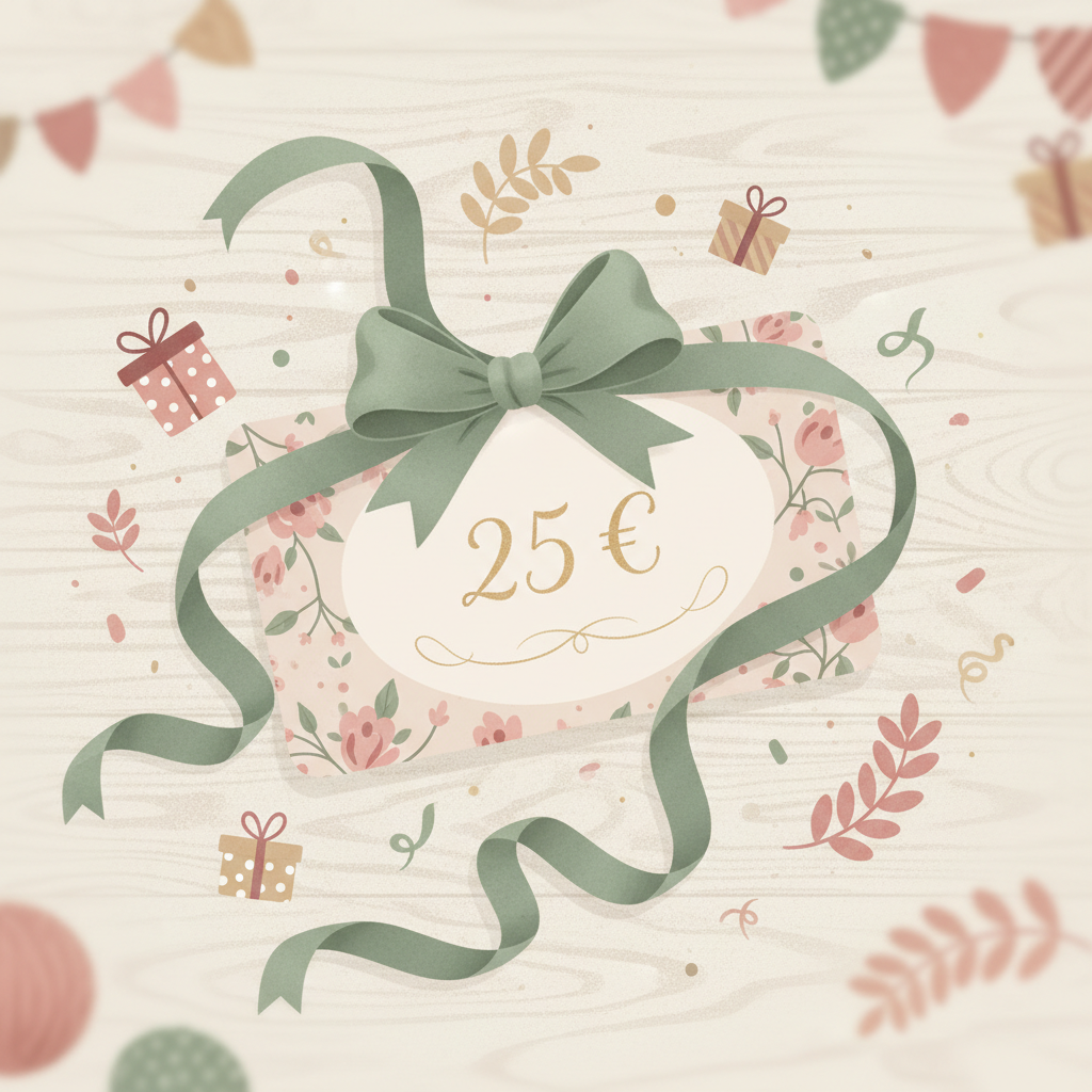 Carte pour créatrices, visualisation des commandes annuelles, motif floral, valeur 25 euros