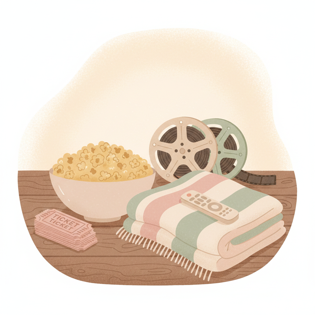 Scène de soirée cinéma cosy